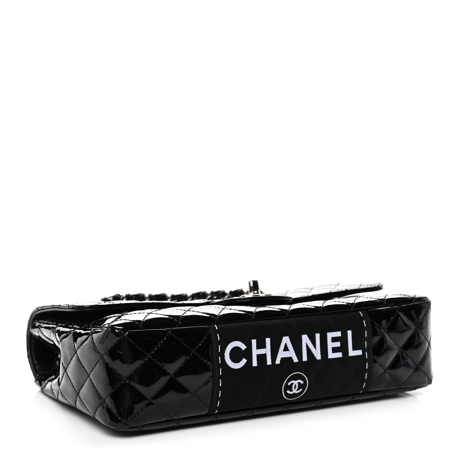 Patent Quilted Secret Label Medium Flap Black