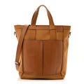 Canvas Calfskin Tote Light Brown