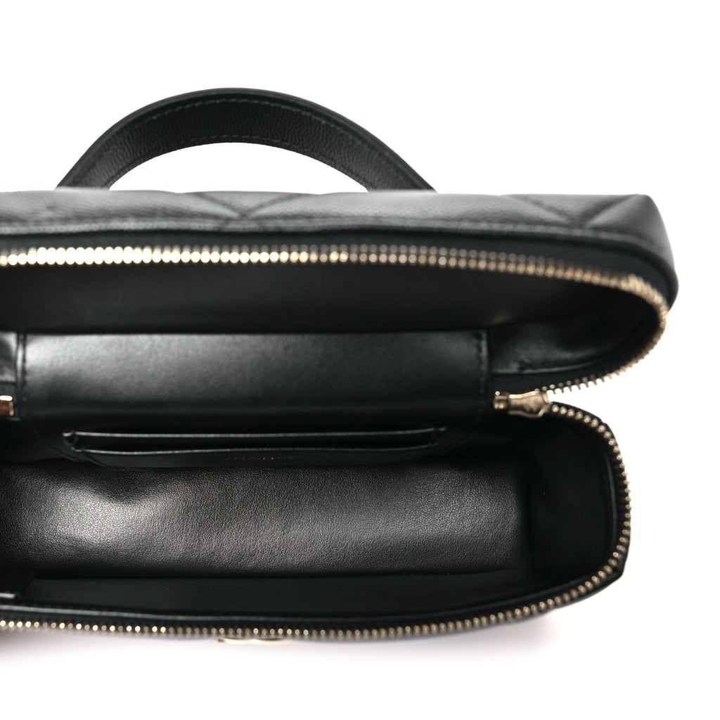 Caviar Quilted Top Handle Slim Vanity With Chain Black