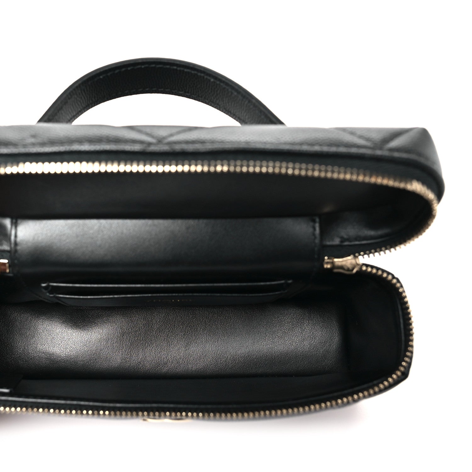 Caviar Quilted Top Handle Slim Vanity With Chain Black