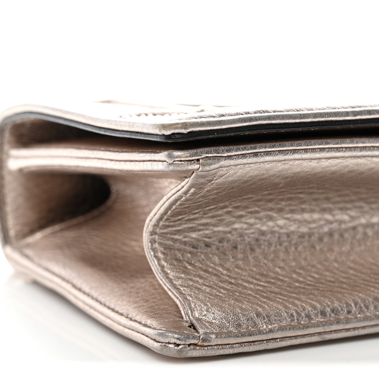 Metallic Grained Calfskin Small Diorama Flap Bag Copper