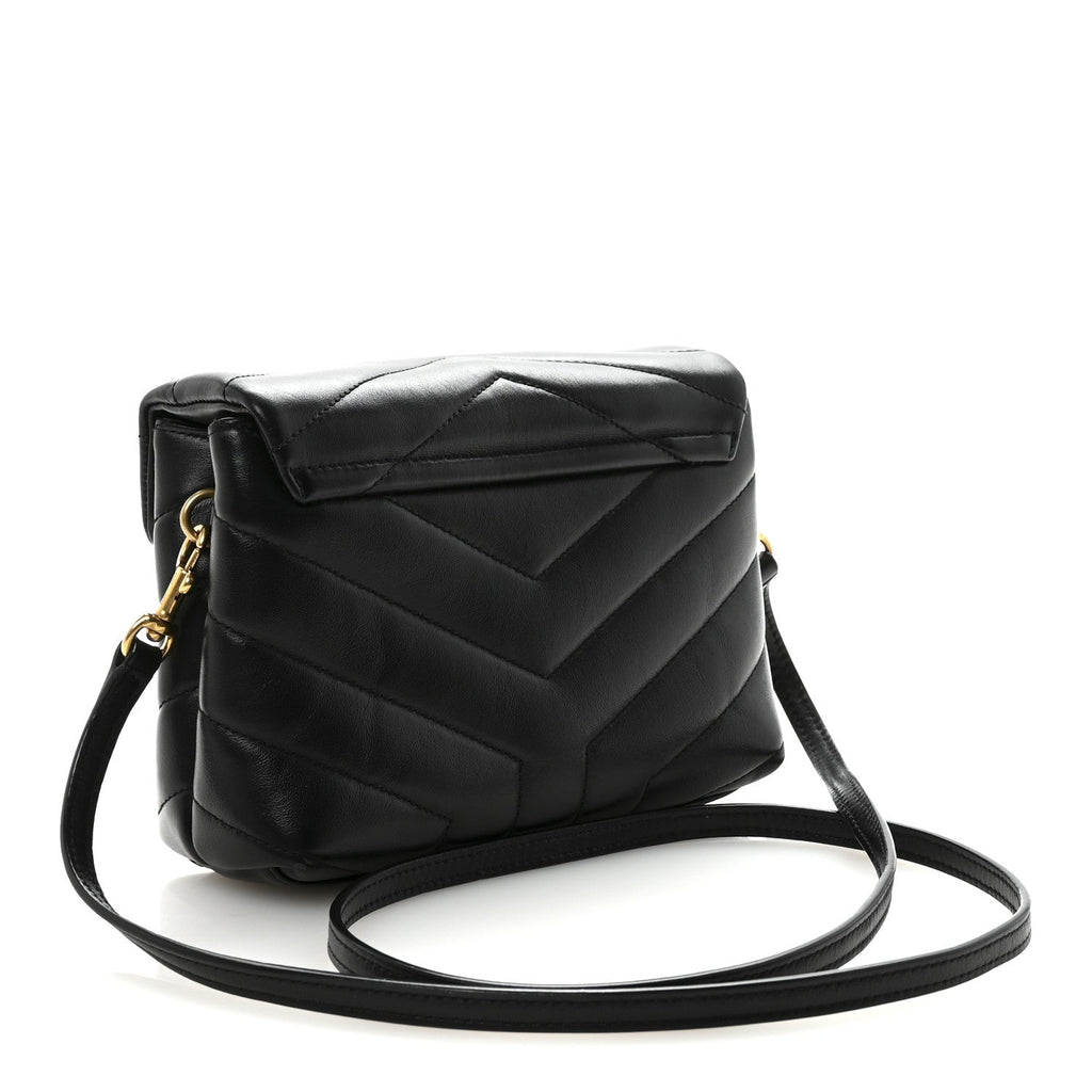 Calfskin Y Quilted Monogram Toy Loulou Crossbody Bag Black