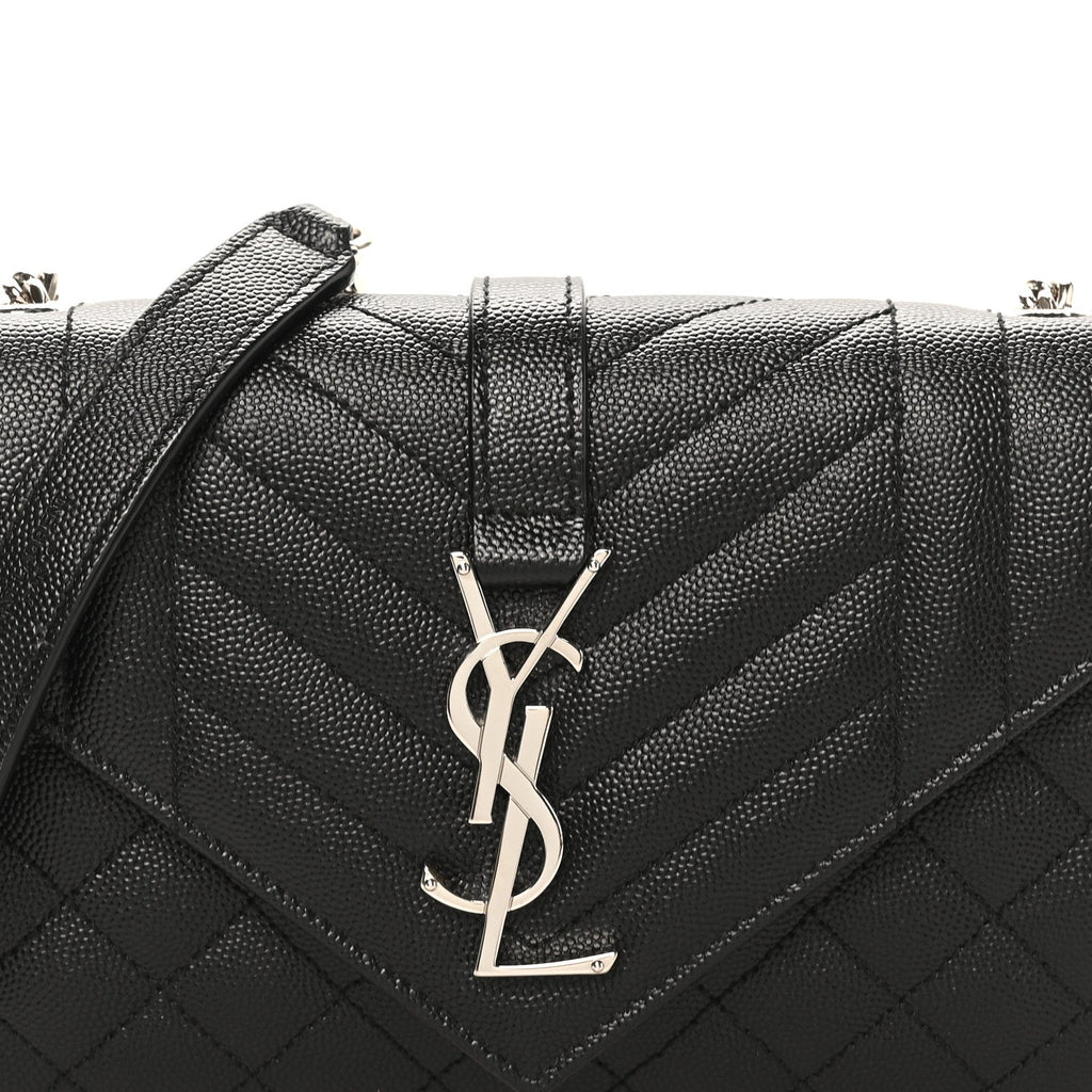 Grain De Poudre Textured Mixed Matelasse Triquilt Small Monogram Satchel Black