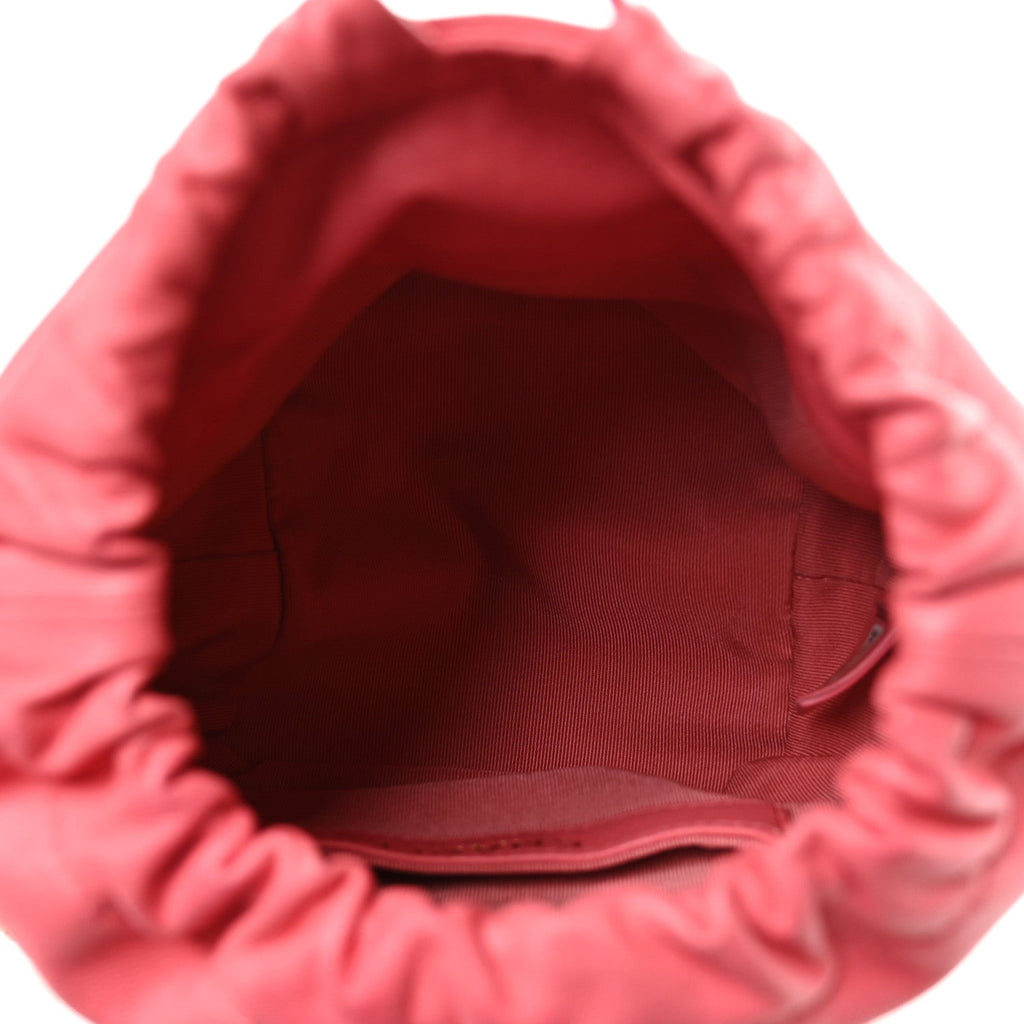 Lambskin Bucket Chain Drawstring Bag Pink