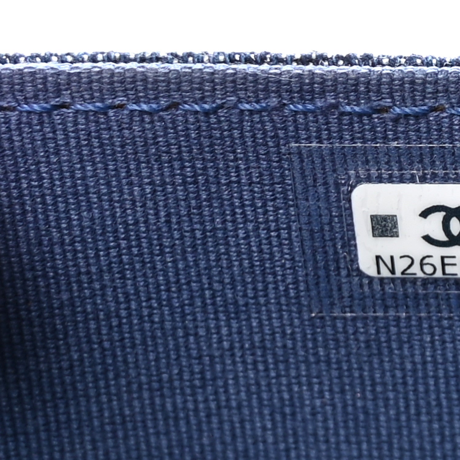 Denim Quilted Double You  Holder On Chain Blue
