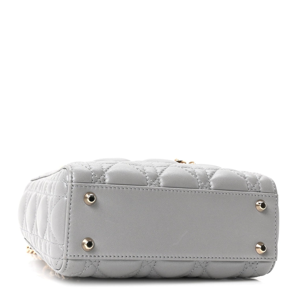 Lambskin Cannage Mini Lady Dior Gray Opaline