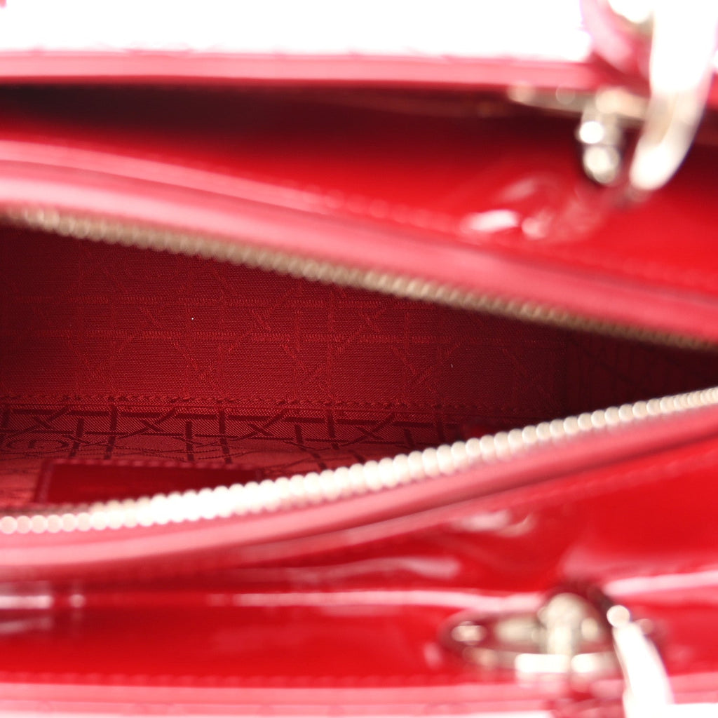 Patent Cannage Medium Lady Dior Red
