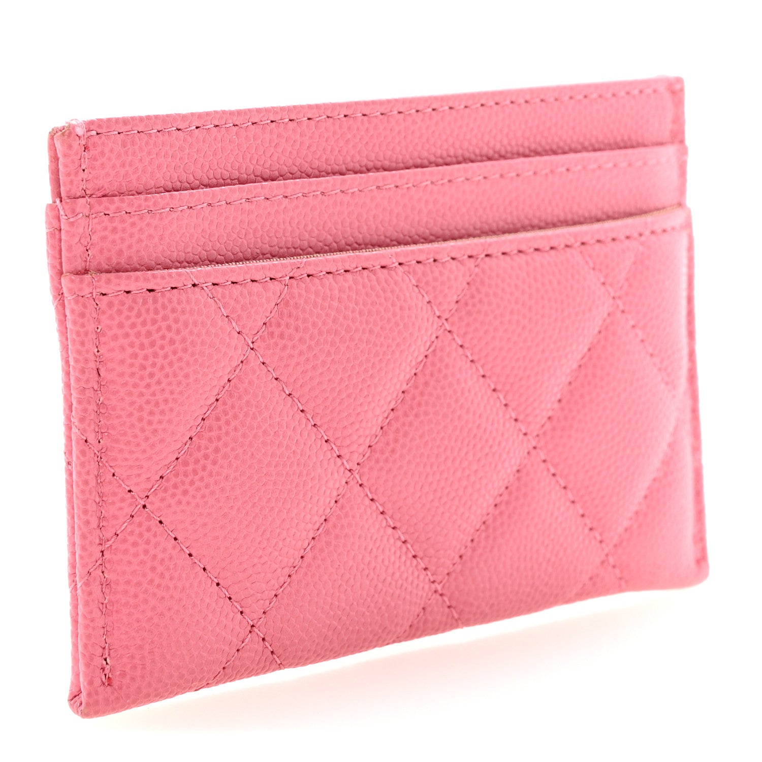 Caviar Quilted Textured CC  Holder Pink