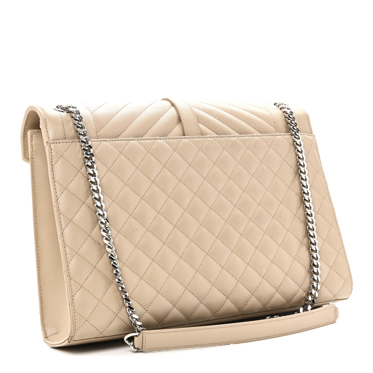 Grain De Poudre Mixed Matelasse Large Triquilt Monogram Satchel Dark Beige