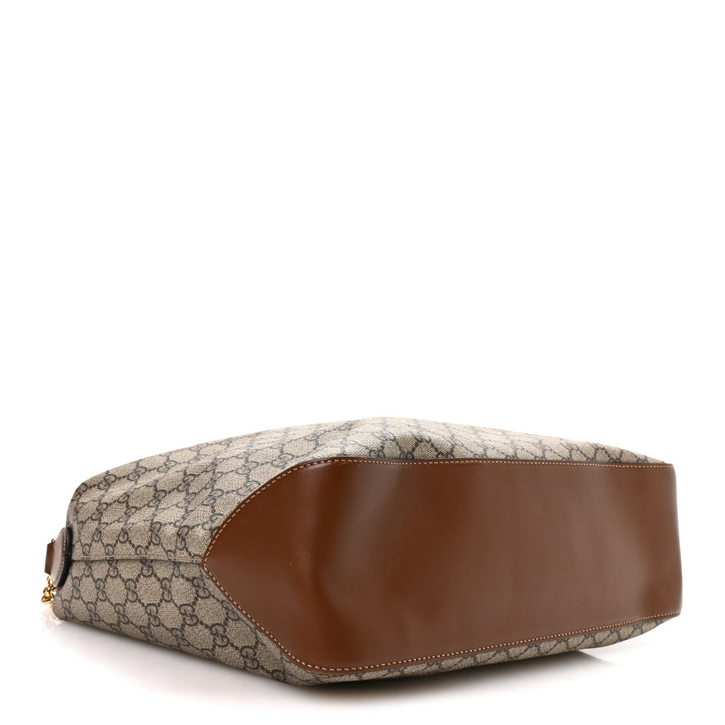 GG Supreme Monogram Large Linea A Hobo Light Brown