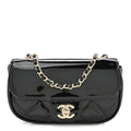 Patent Calfskin Quilted Mini Flap Black