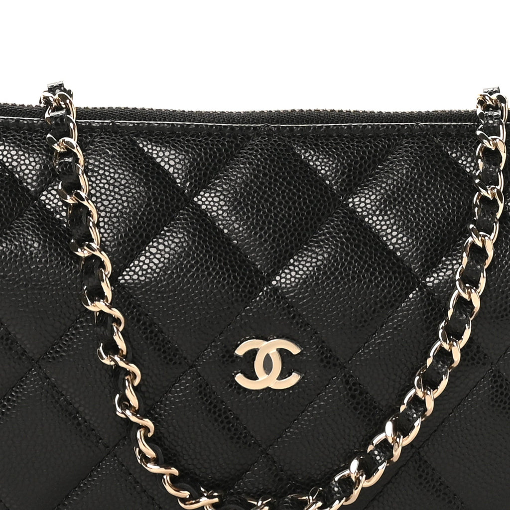 Caviar Quilted Clutch With Chain Black