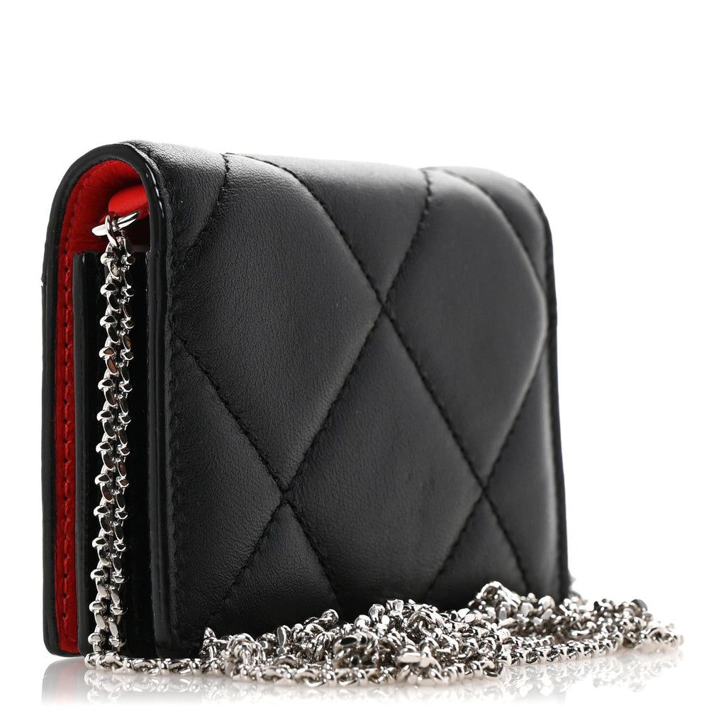 Nappa Graffiti Quilted Graffiti Skull  Holder on Chain Black White