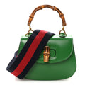 Boarded Dyana Lux Calfskin Web Small Bamboo 1947 Top Handle Bag Spring Green