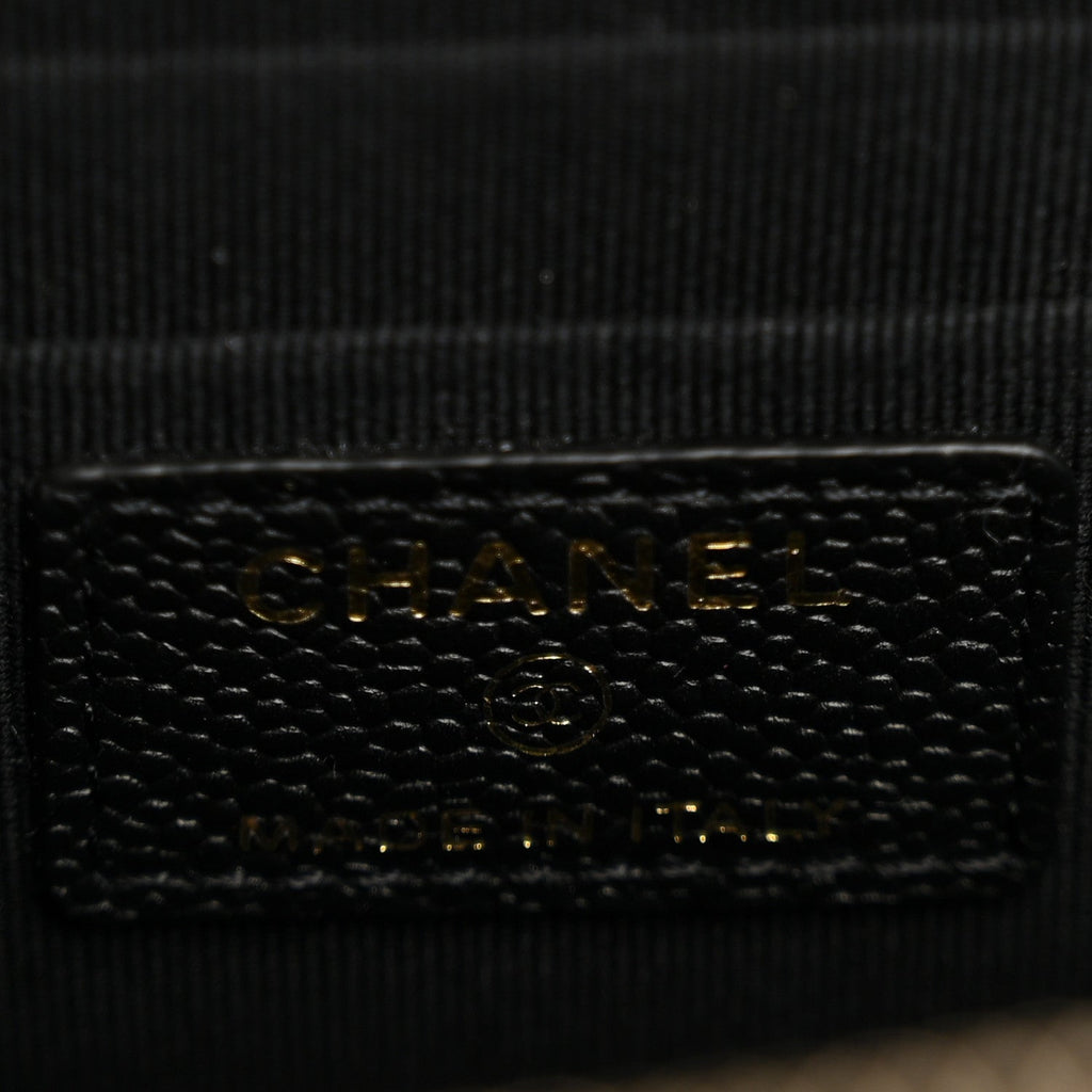 Caviar Quilted Small Tiny CC Vanity Case With Chain Black