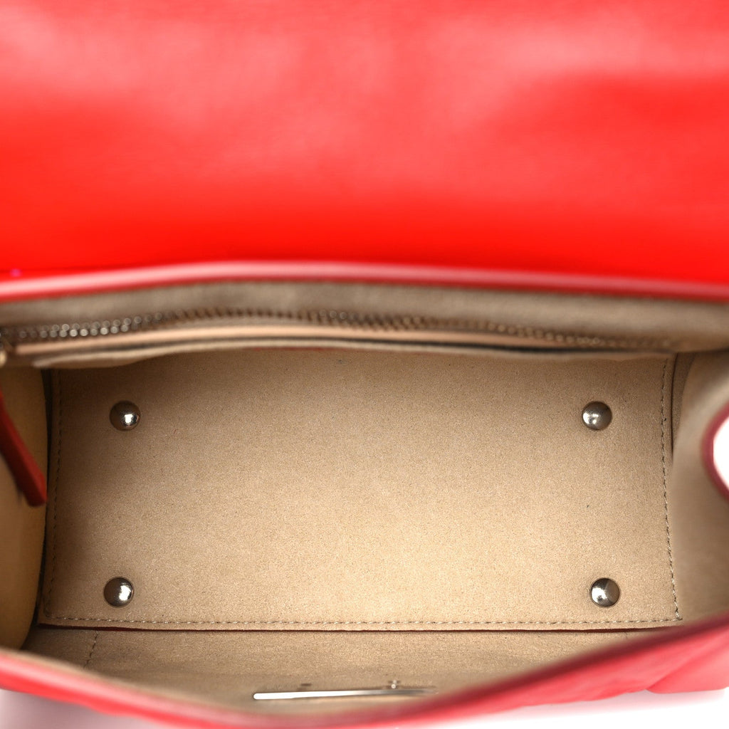 Calfskin Star Quilted Mini Shark Lock Satchel Medium Red