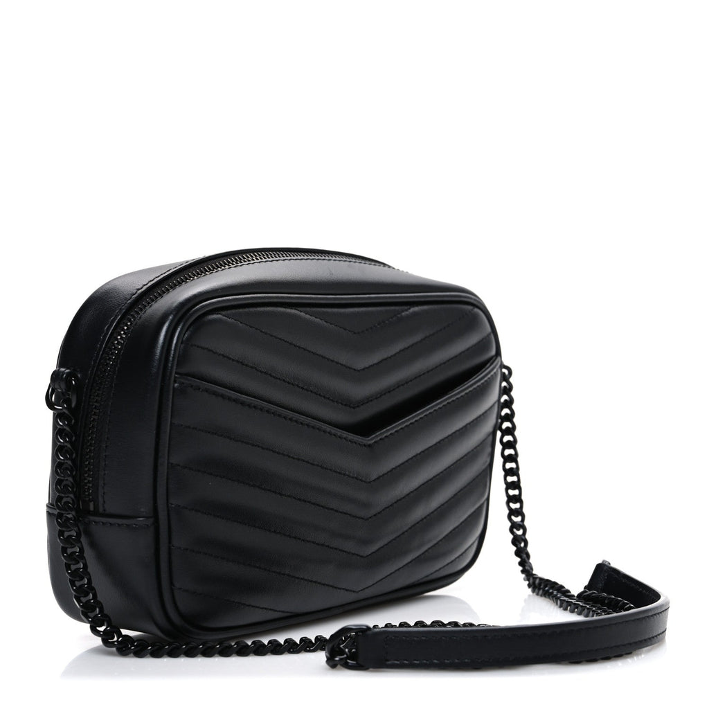 Calfskin Matelasse Monochrome Monogram Mini Lou Camera Bag Black
