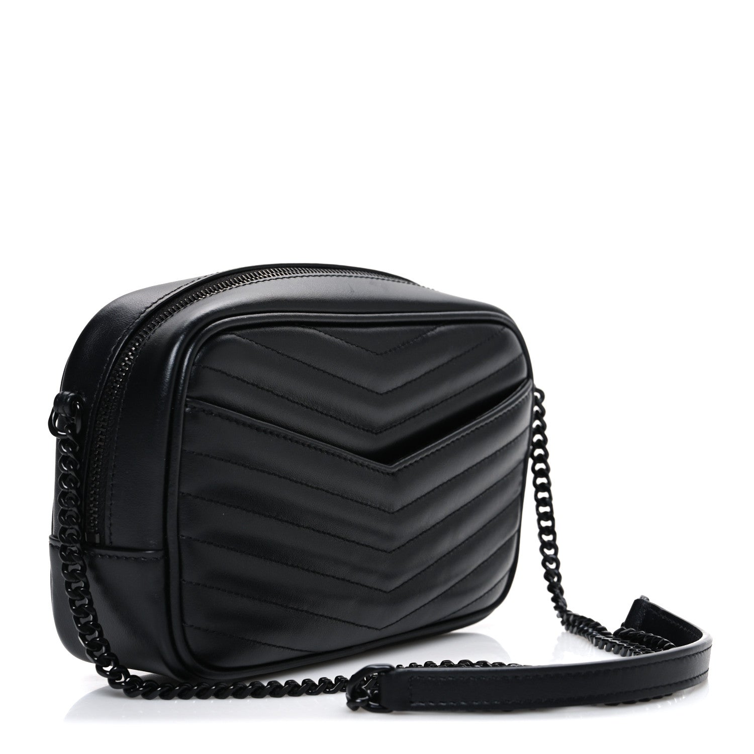 Calfskin Matelasse Monochrome Monogram Mini Lou Camera Bag Black