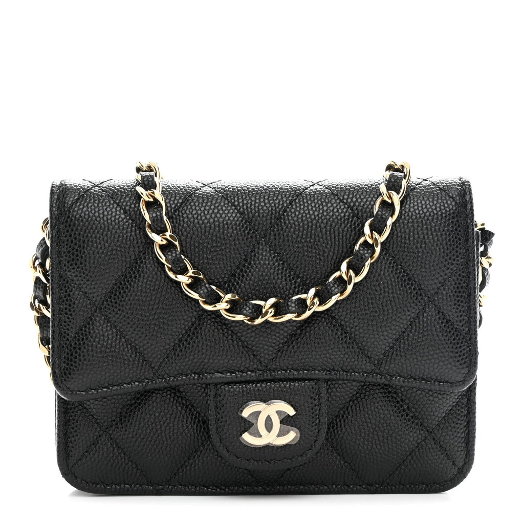 Caviar Quilted Mini Chain Bag Black
