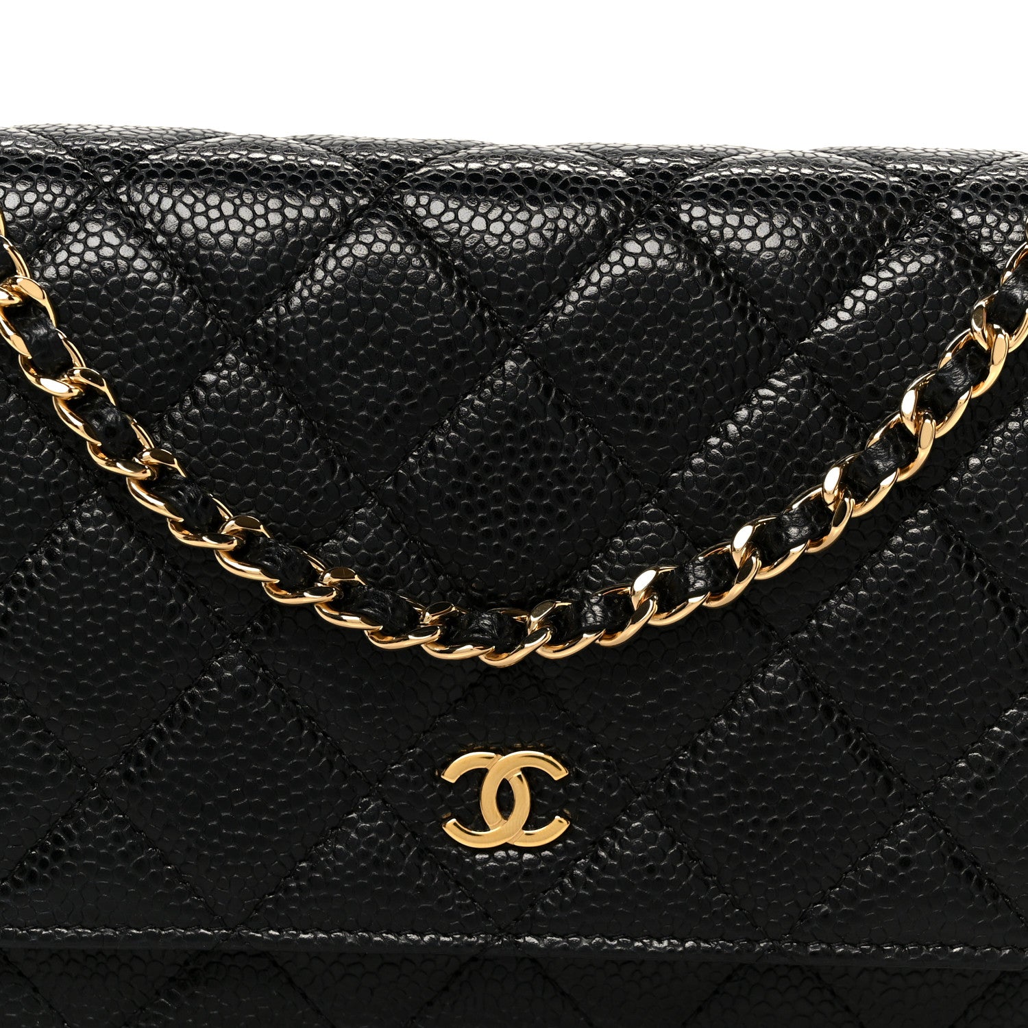 Caviar Quilted Wallet on Chain WOC Black