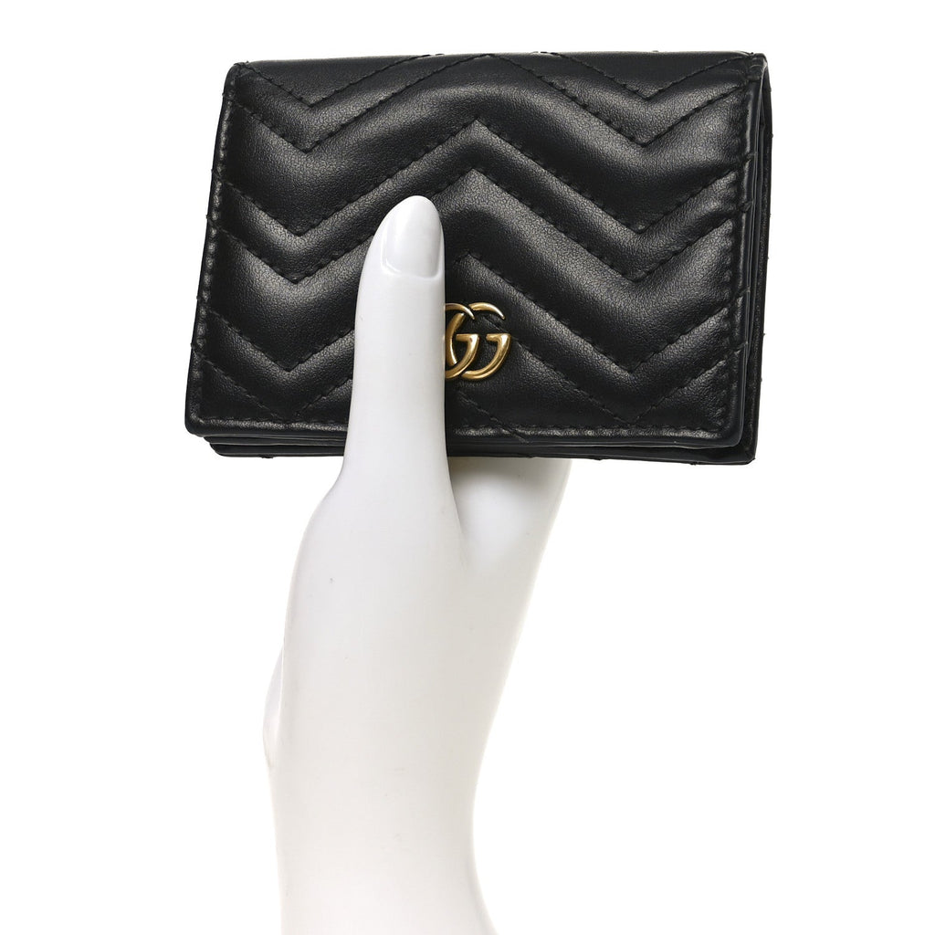 Calfskin Matelasse GG Marmont  Case Wallet Black