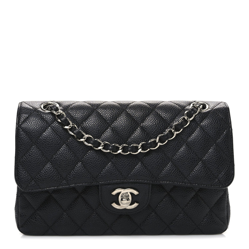Caviar Quilted Small Double Flap Black