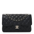 Caviar Quilted Small Double Flap Black