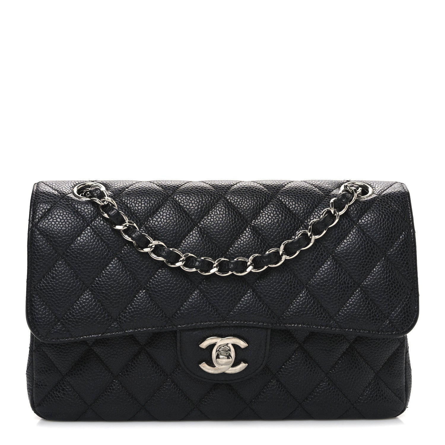 Caviar Quilted Small Double Flap Black