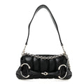 Nappa Vertical Matelasse Small Maxi Horsebit Chain Shoulder Bag Black