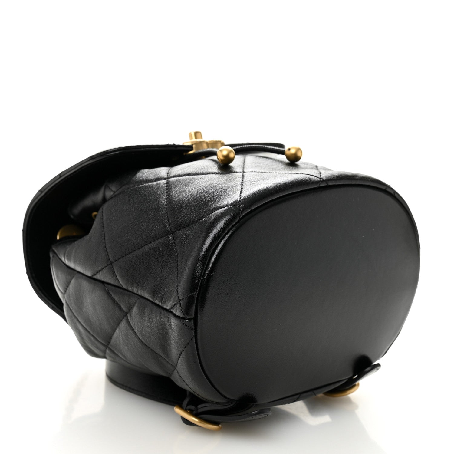 Lambskin Quilted Logo Mini Backpack Black