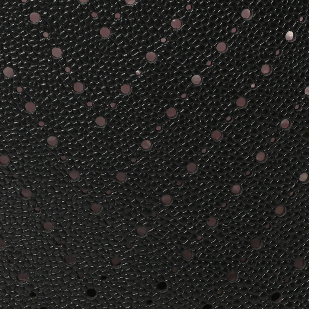 Perforated Grained Calfskin Large Shopping Tote Black