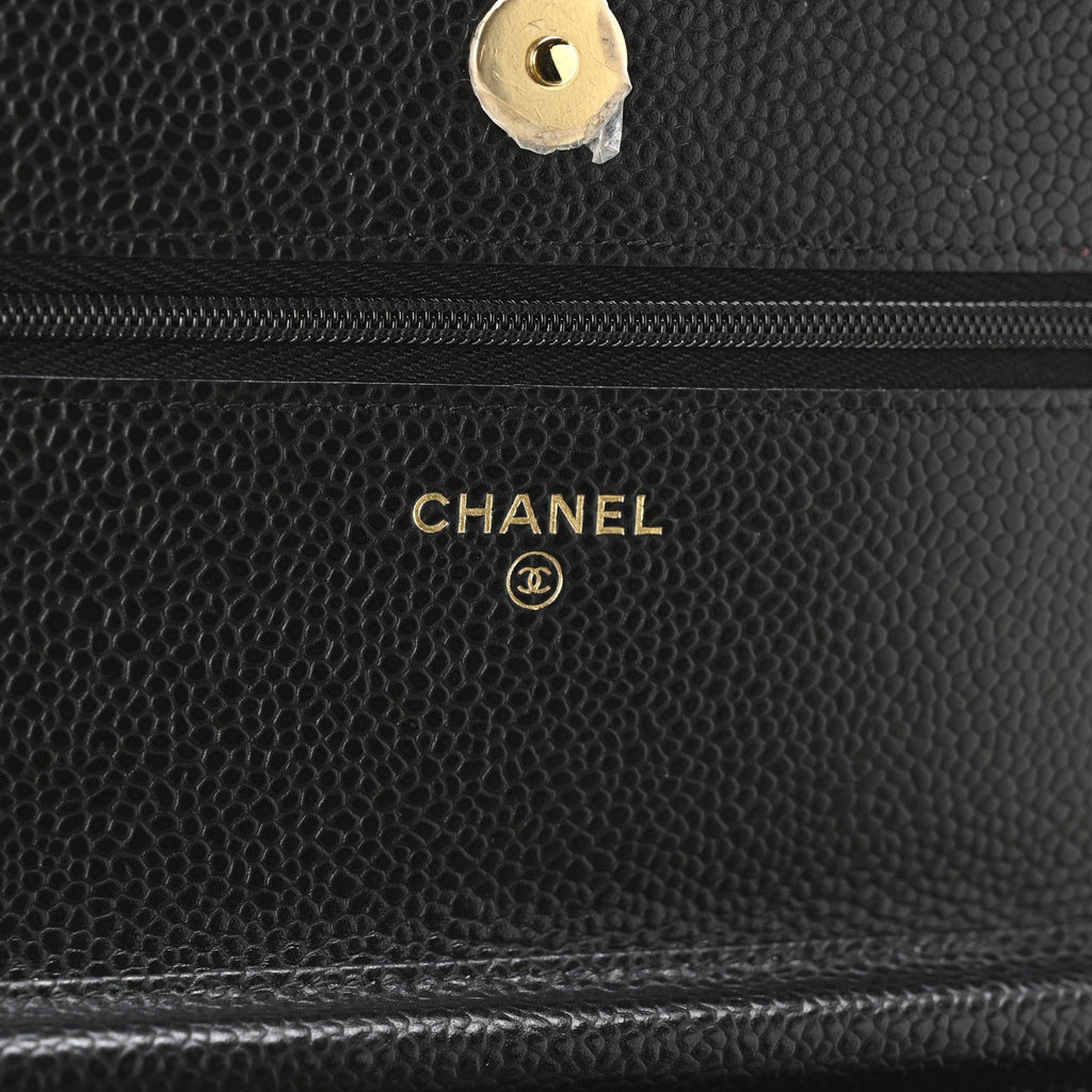 Caviar Quilted Wallet on Chain WOC Black