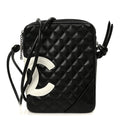 Calfskin Quilted Medium Cambon Messenger Black White