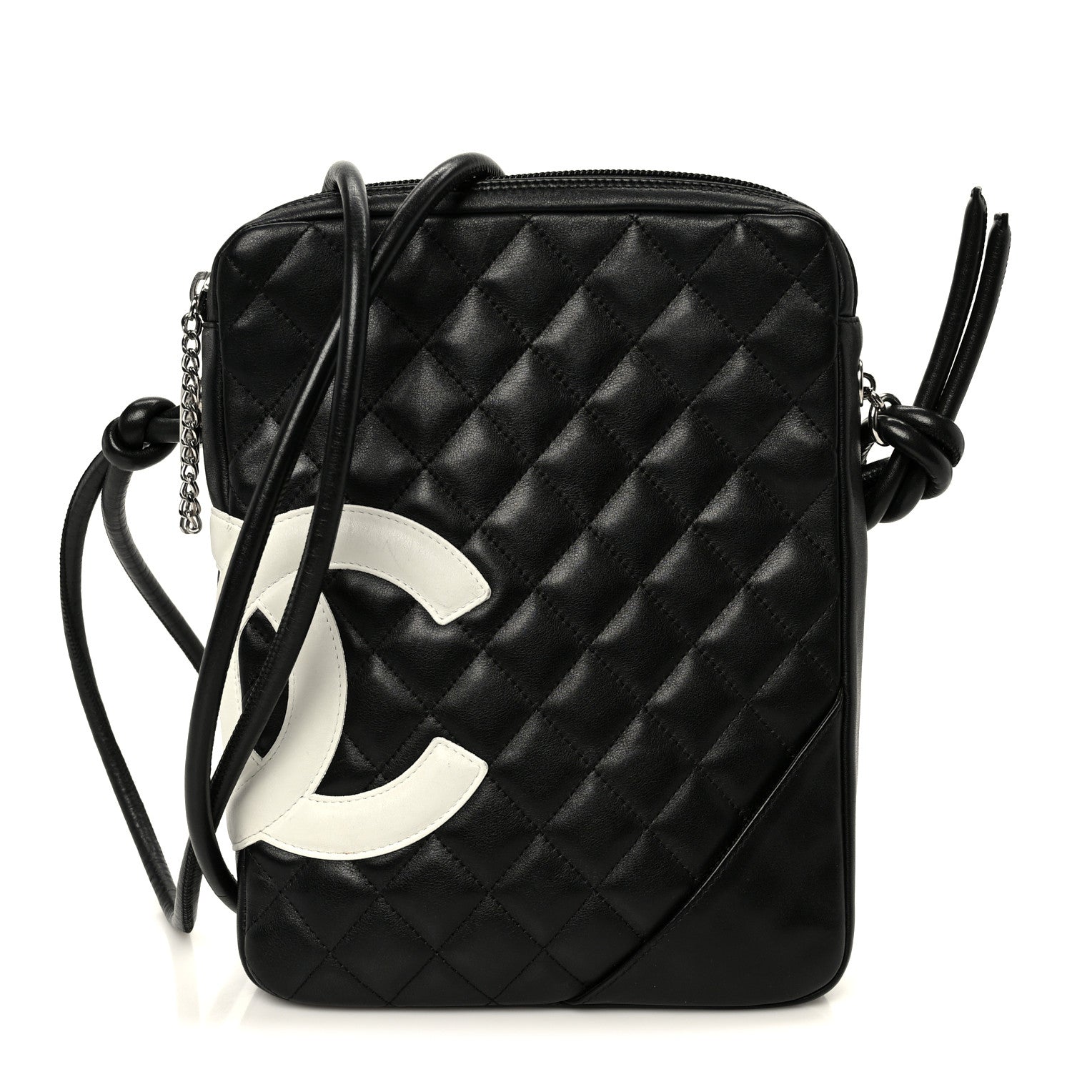Calfskin Quilted Medium Cambon Messenger Black White