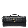 Nappa Intrecciato Long Andiamo Top Handle Clutch Black