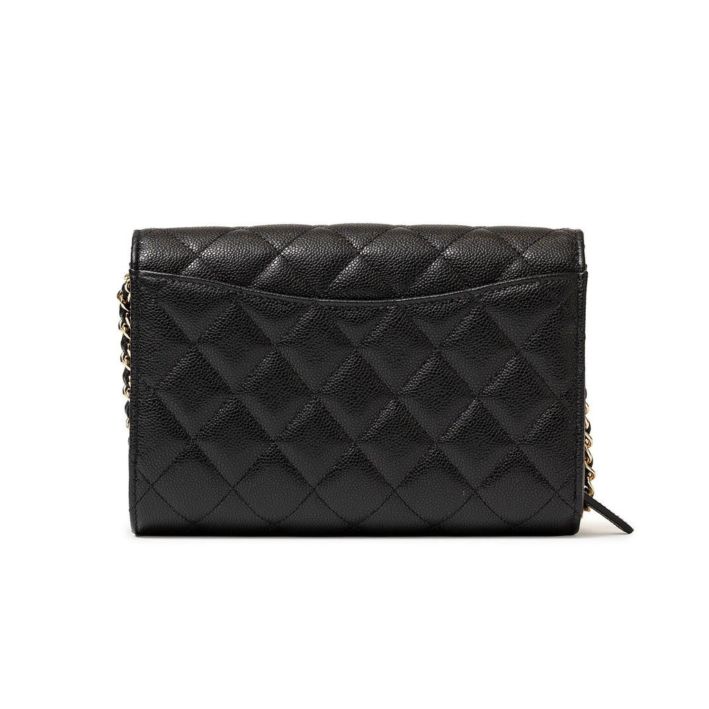 Chanel 24S Classic Clutch On Chain Caviar Black Gold Hardware