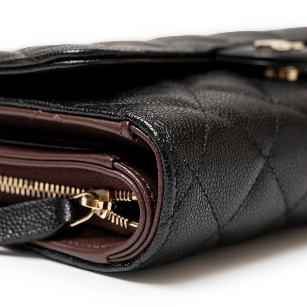 Chanel 24S Classic Clutch On Chain Caviar Black Gold Hardware
