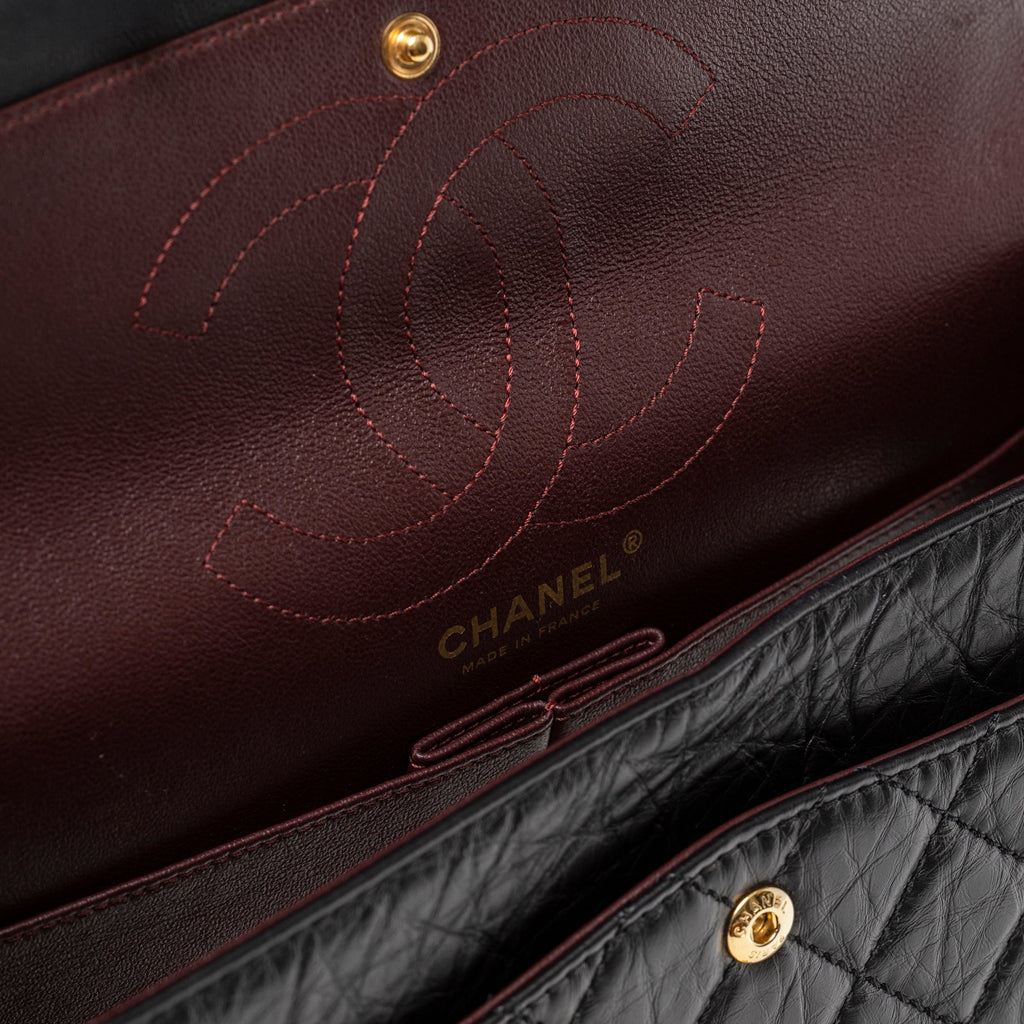 Chanel 2.55 Reissue 226 Flap Black Aged Calfskin Brushed Gold Hardware