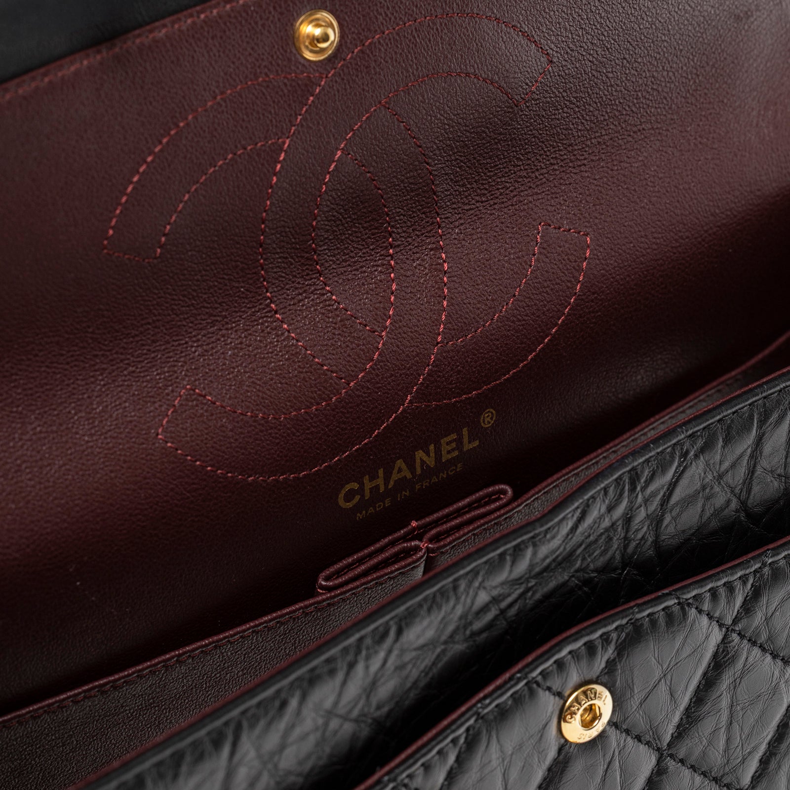 Chanel 2.55 Reissue 226 Flap Black Aged Calfskin Brushed Gold Hardware