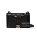 Chanel Boy Bag Double Stitch Flap Black Palladium Hardware