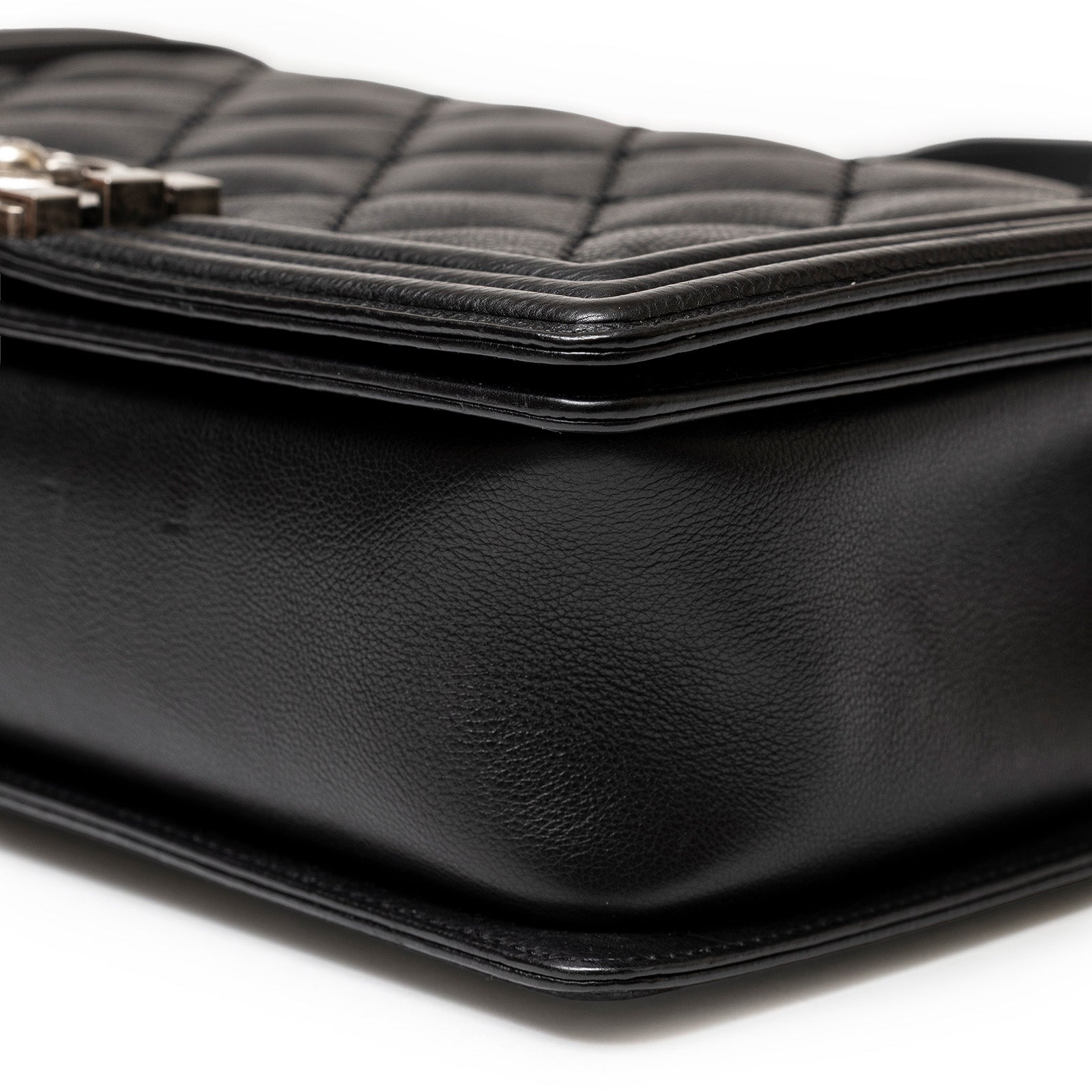 Chanel Boy Bag Double Stitch Flap Black Palladium Hardware