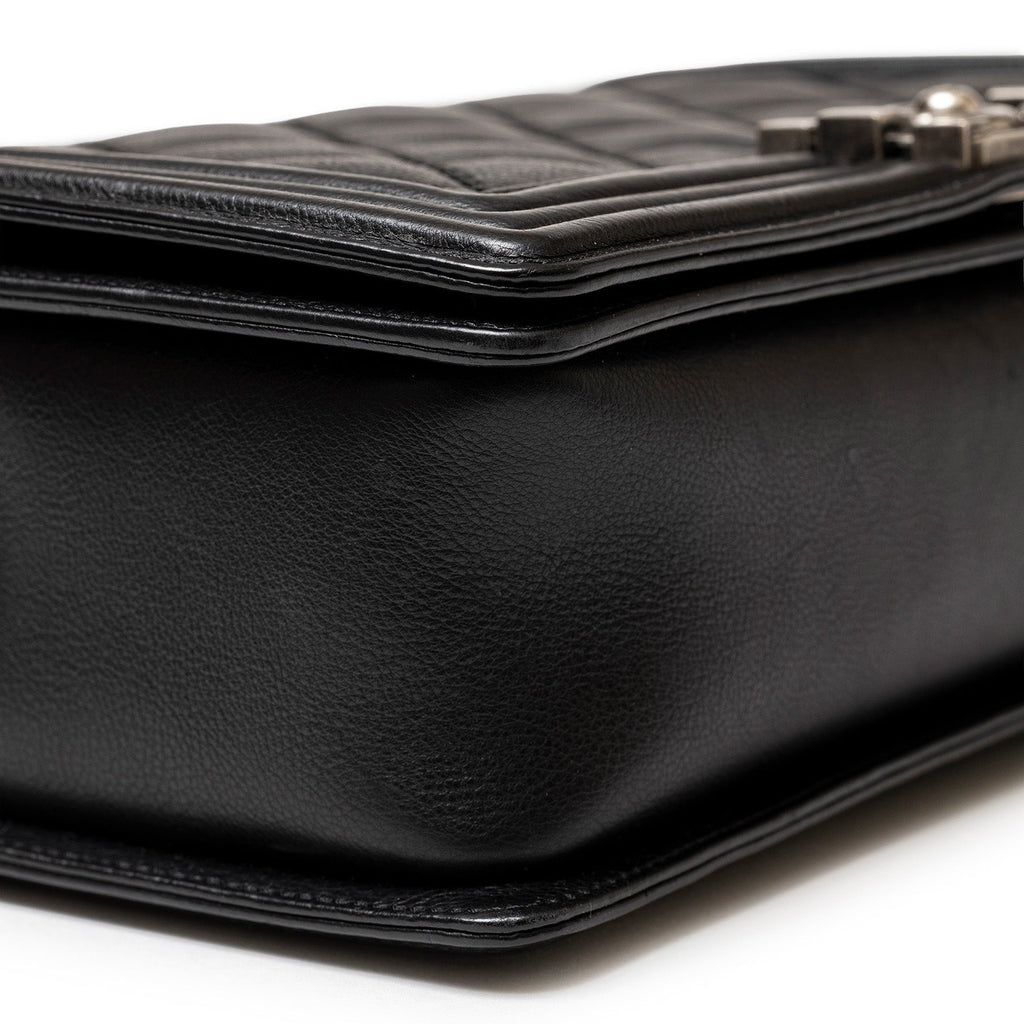 Chanel Boy Bag Double Stitch Flap Black Palladium Hardware