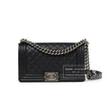 Chanel Boy Bag Medium Black Caviar Aged Ruthenium Hardware