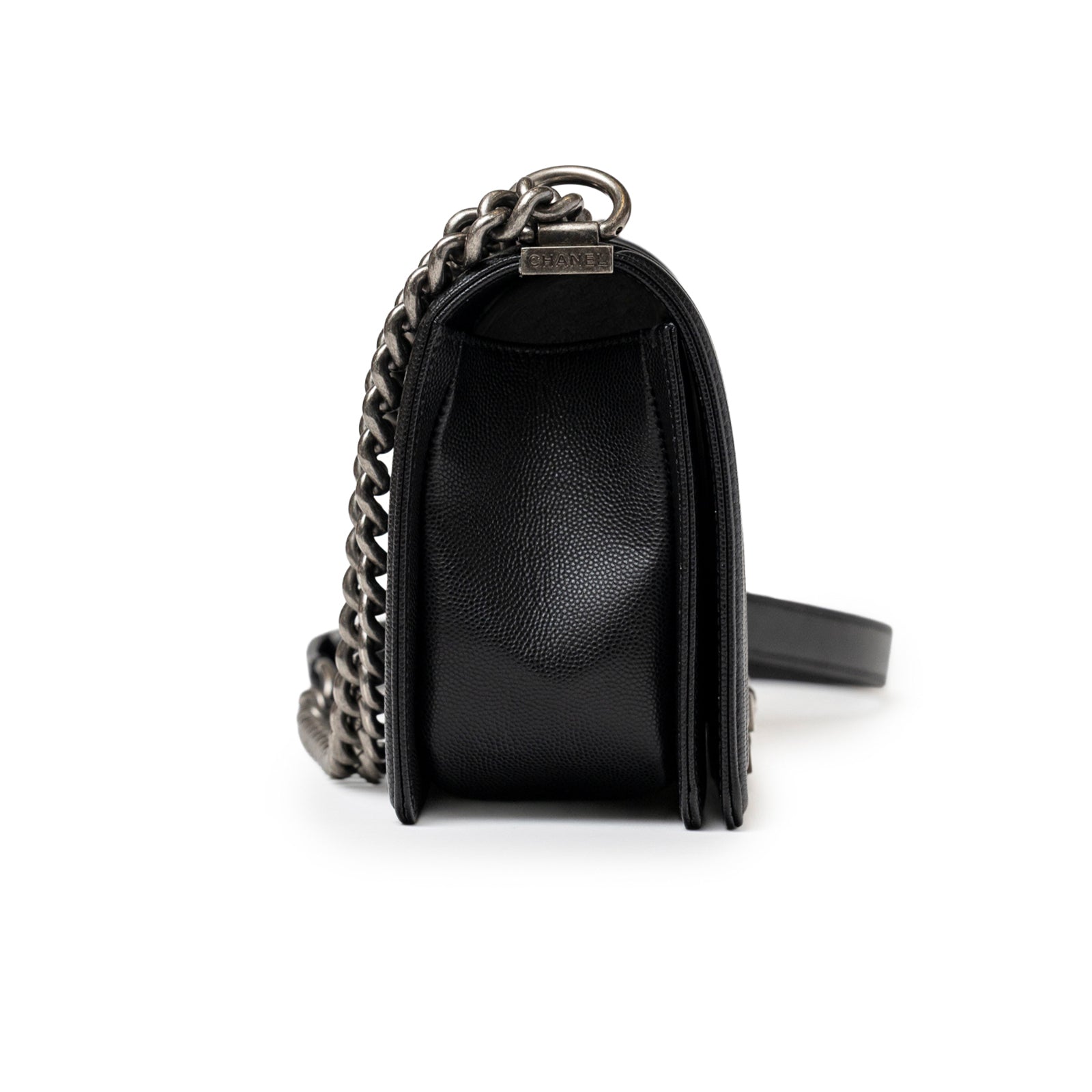 Chanel Boy Bag Medium Black Caviar Aged Ruthenium Hardware