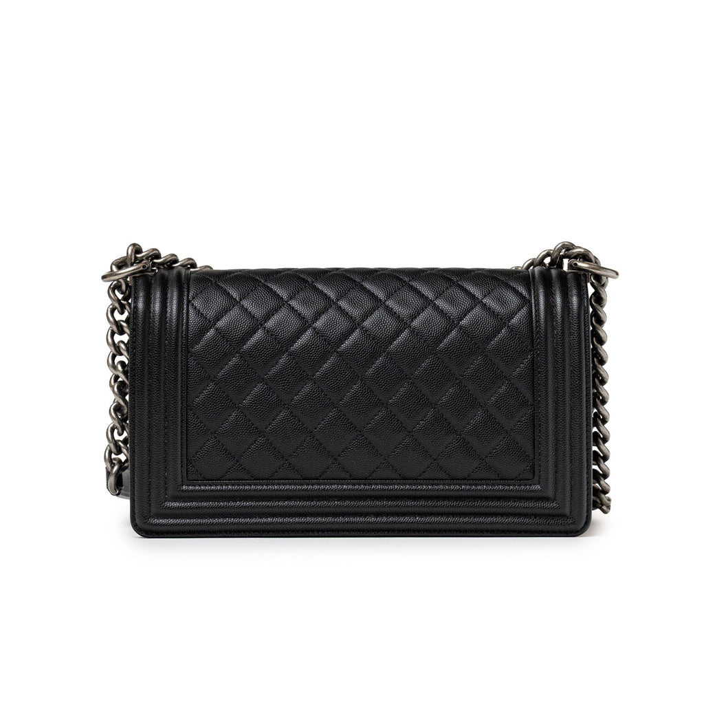 Chanel Boy Bag Medium Black Caviar Aged Ruthenium Hardware