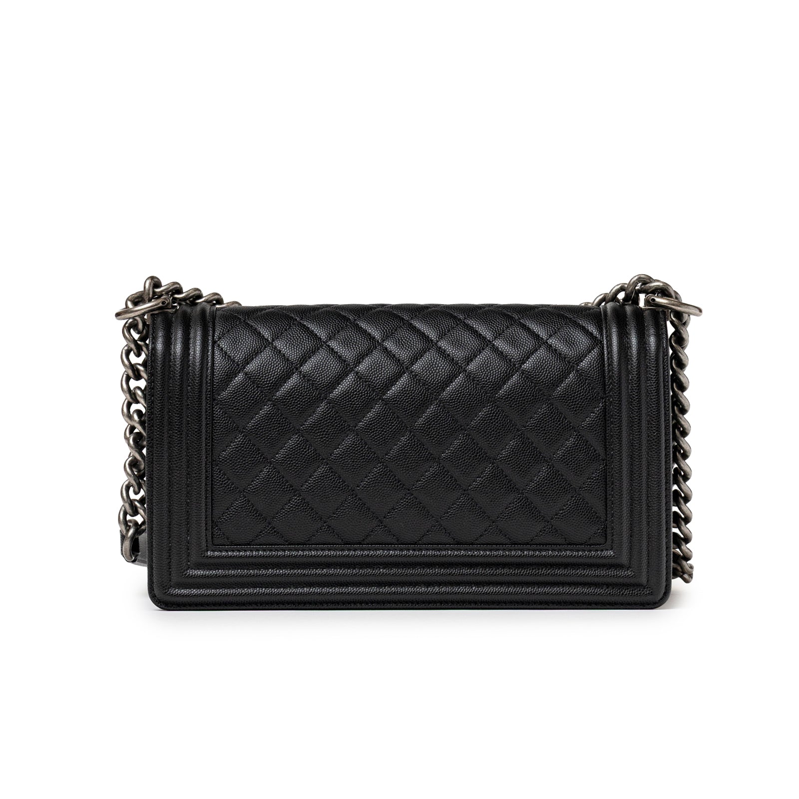 Chanel Boy Bag Medium Black Caviar Aged Ruthenium Hardware