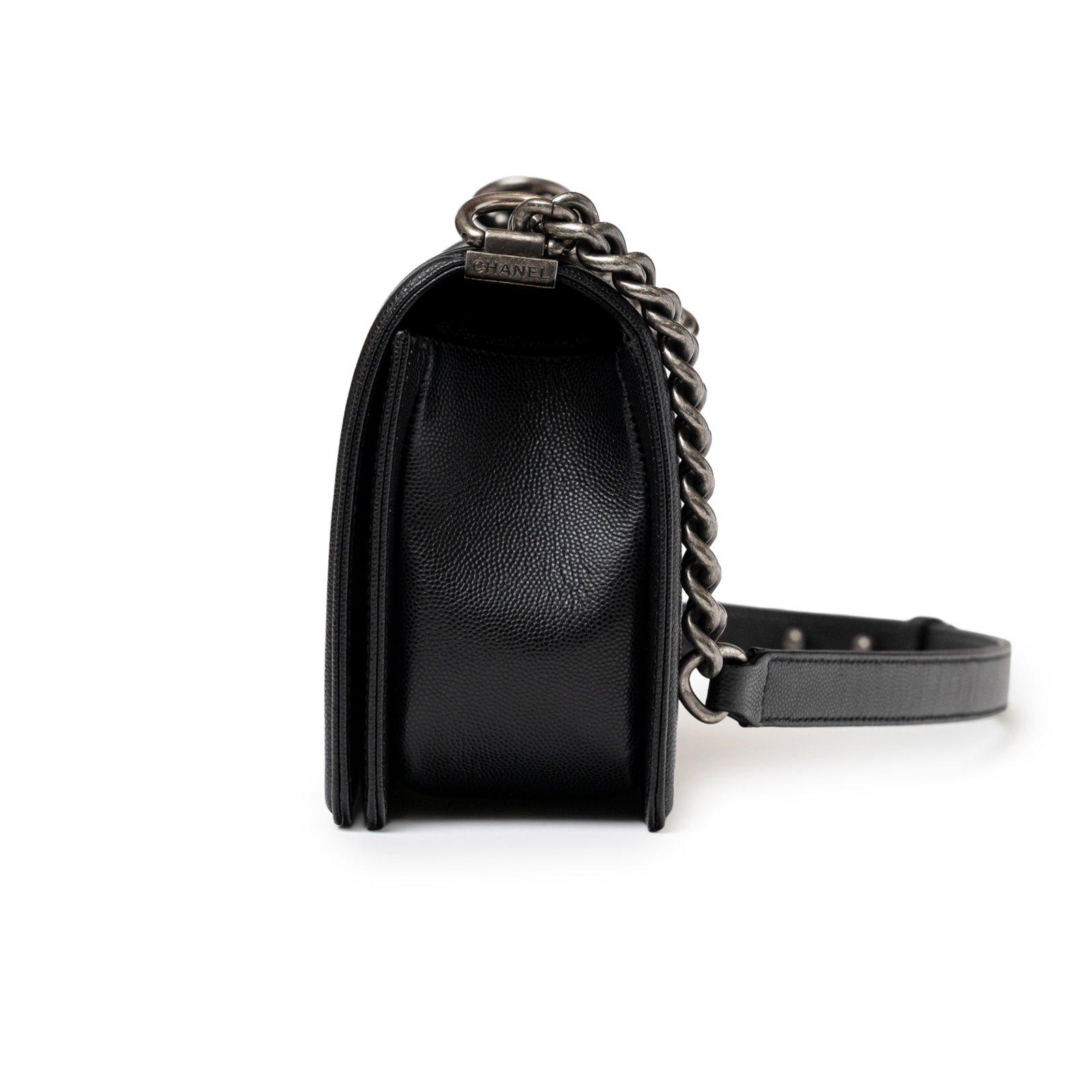 Chanel Boy Bag Medium Black Caviar Aged Ruthenium Hardware