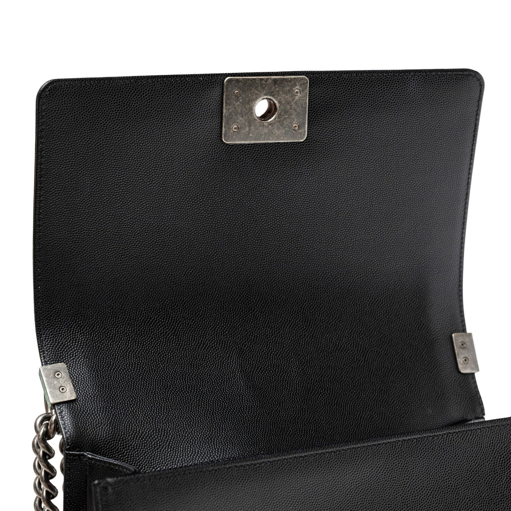 Chanel Boy Bag Medium Black Caviar Aged Ruthenium Hardware
