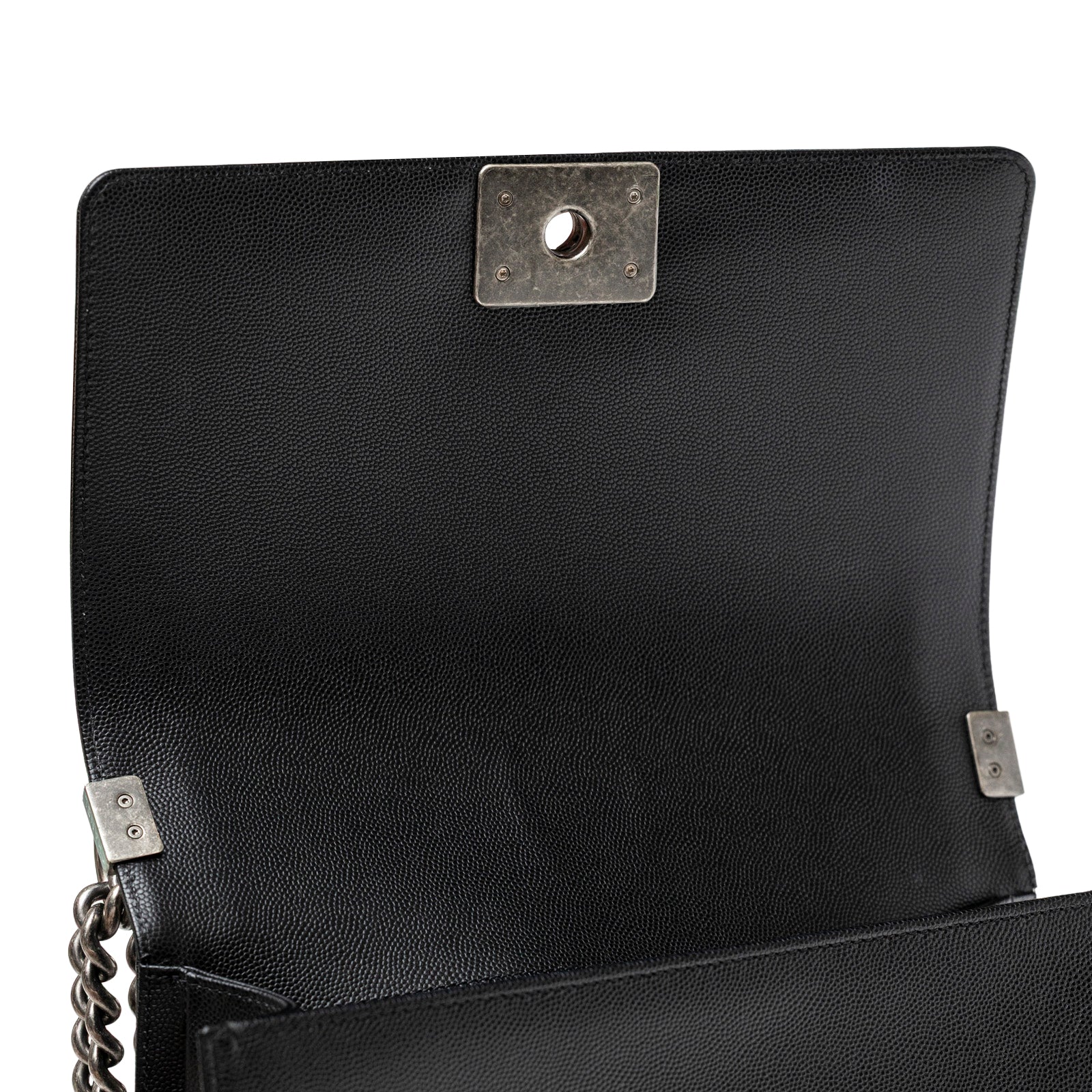 Chanel Boy Bag Medium Black Caviar Aged Ruthenium Hardware