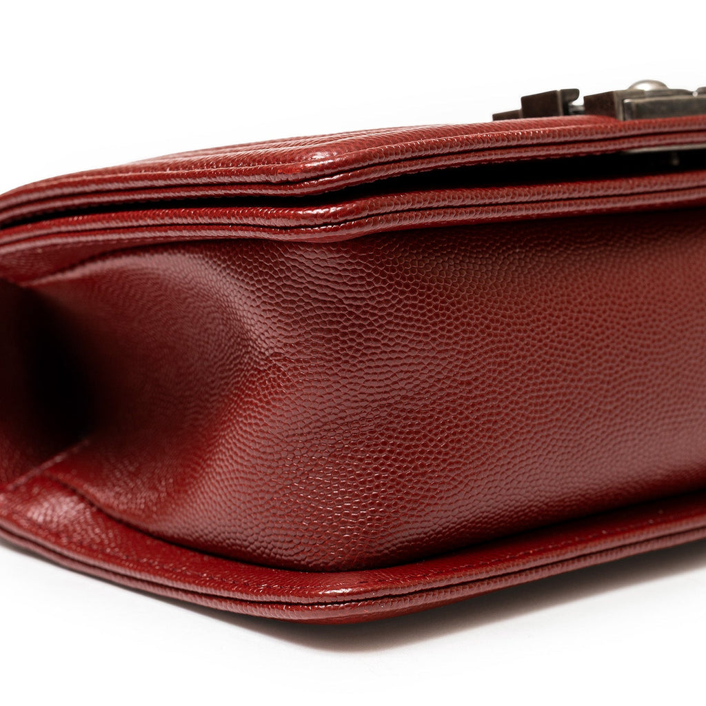 Chanel Boy Bag Small Chevron Burgundy Caviar Palladium Hardware